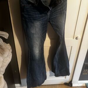 Express Women's Dark Blue Flare Jeans